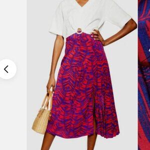 Topshop Pleated Midi Skirt - Pink Purple - Size 2